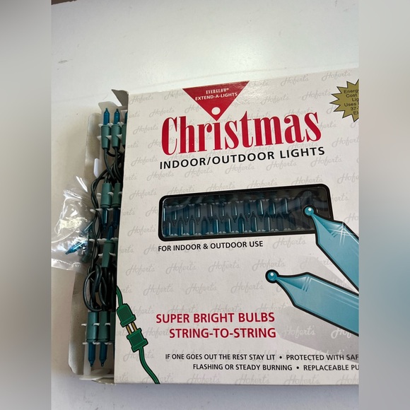 New Vintage box of Everglow Extend-A-Lights Christmas lights Turquoise 100 Party - Picture 3 of 4